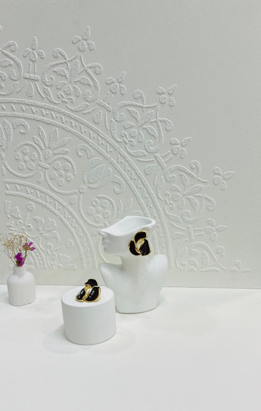 گوشواره میناکاری گل رز قهوه ای