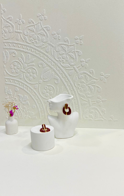 گوشواره میناکاری زرشکی