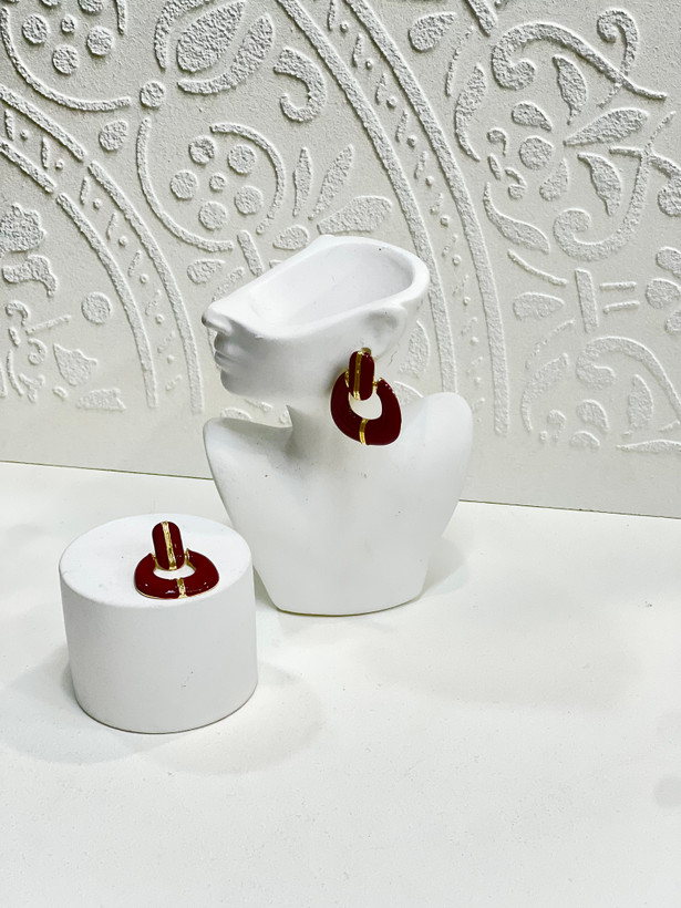 گوشواره میناکاری زرشکی