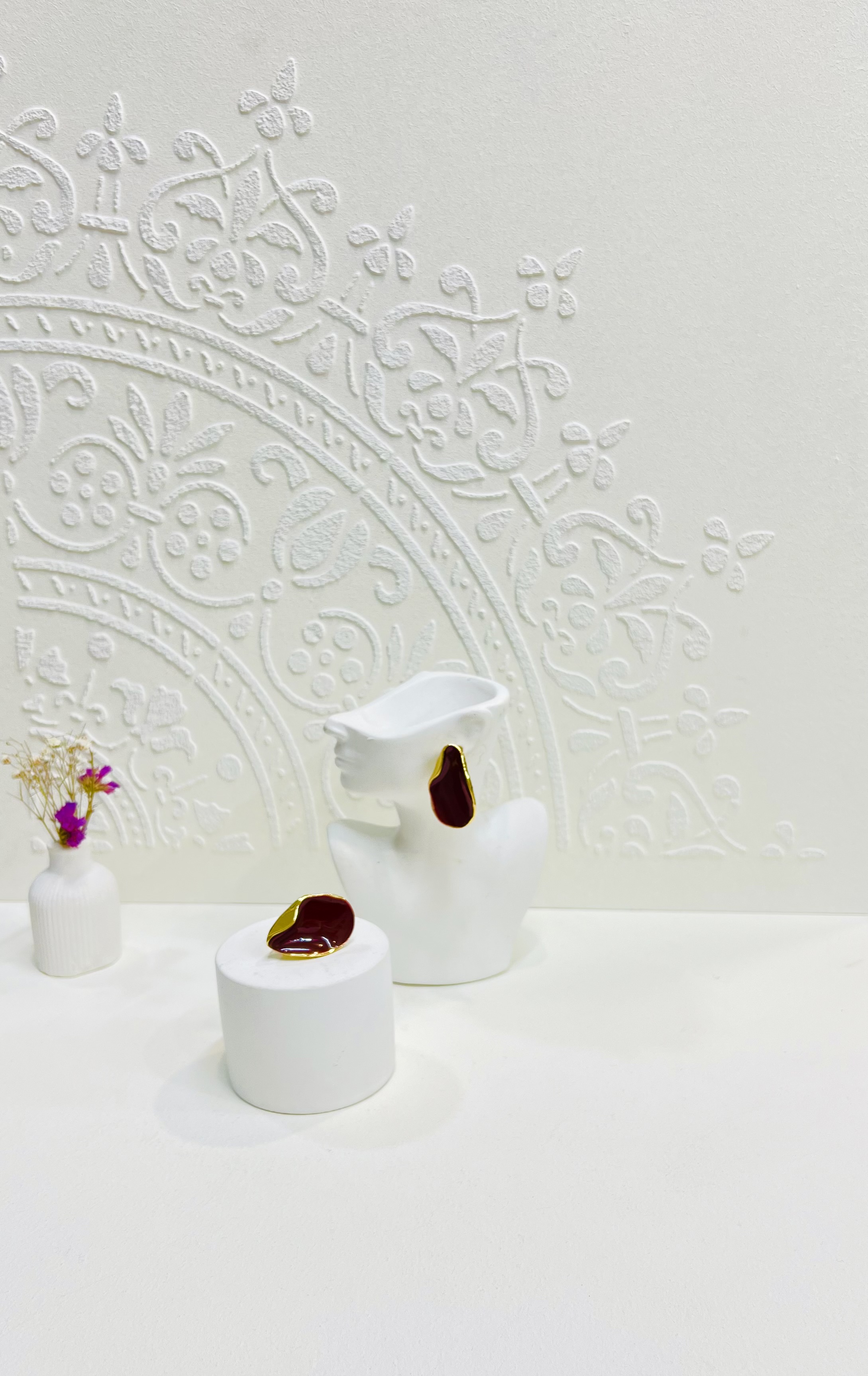 گوشواره میناکاری زرشکی
