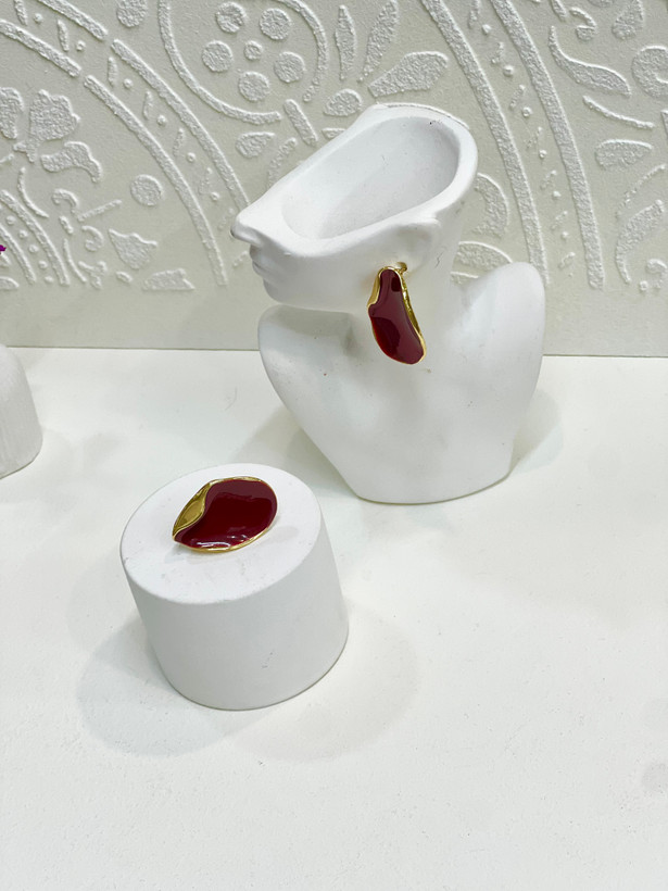 گوشواره میناکاری زرشکی